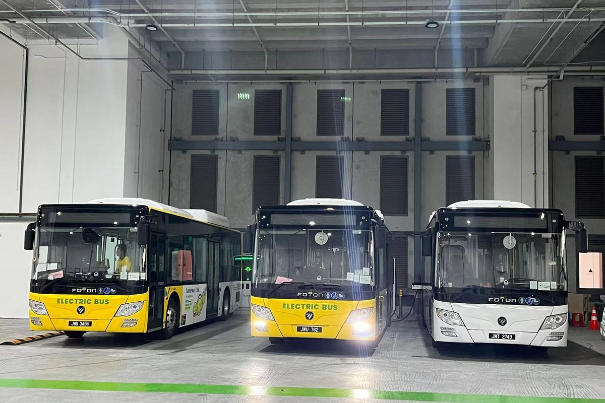 Causeway Link electric buses charging at the LET EV Mobility Hub